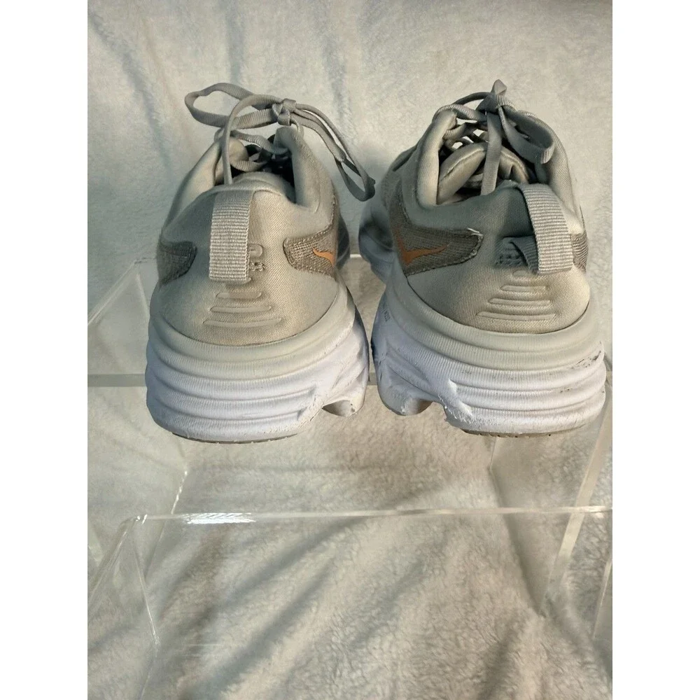 Hoka Bondi 8 Shoes M Size 8.5 Wide Gray Pink Harbor Mist Lunar Rock Running - Picture 6 of 9